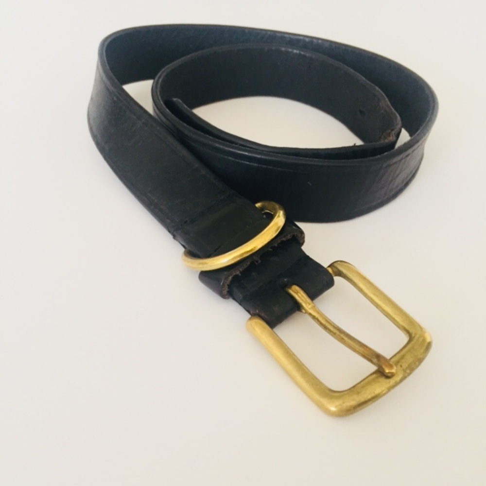 Vintage leather belt. Solid brass